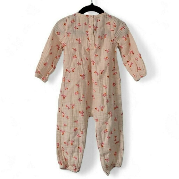 Cat & Jack Peach and Pink Long Sleeve Muslin Romper - Picture 7 of 7